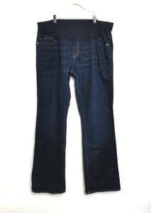 WOMENS PLUS SIZE 16/31 - LIZ LANGE MATERNITY, Dark Wash, Boot-cut Jeans, Full Belly Panel EUC B11