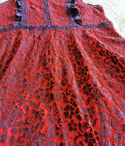 WOMENS PLUS SIZE 2X (18/20) - MYSTIC LOS ANGELES, Embroidered A-line Lace and Crothet Dress EUC B58