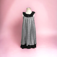 Load image into Gallery viewer, GIRL SIZE 7 YEARS - TURO PARC, barcelona + new york, Sparkly Silver &amp; Black, Special Occasion Dress EUC B37