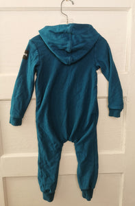 BABY BOY SIZE 2 YEARS - ROWE, Hooded Zippered Romper VGUC B58
