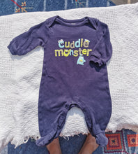 Load image into Gallery viewer, BABY BOY SIZE 0/3 MONTHS - GEORGE, Navy Blue Cuddle Monster Cotton Onesie Sleeper EUC B33