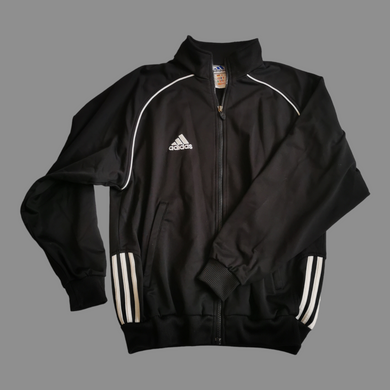 UNISEX SIZE LARGE (14/16 YEARS) - ADIDAS, Black / White Athletic Jacket, Long Sleeve, Zippered EUC B30