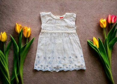 BABY GIRL SIZE 3/6 MONTHS - S.OLIVER UK Brand, Stripped Babydoll Dress EUC B37