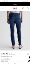 Load image into Gallery viewer, WOMENS SIZE 30R
- AG ADRIANO GOLDSCHMIED, Designer Fashion, The Stilt Cigarette Jeans EUC B58