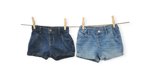BABY GIRL SIZE 18/24 MONTHS - OLD NAVY & CHILDREN'S PLACE, 2-Pack Denim Shorts EUC B51