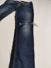 Load image into Gallery viewer, WOMENS SIZE W28/L33  - SILVER JEANS, Tuesday Style, Low rise, Boot-cut, Ripped Knees EUC - Faith and Love Thrift