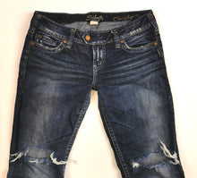 Load image into Gallery viewer, WOMENS SIZE W28/L33  - SILVER JEANS, Tuesday Style, Low rise, Boot-cut, Ripped Knees EUC - Faith and Love Thrift