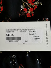 Load image into Gallery viewer, WOMENS SIZE XS - DEX HIGH NECK RUFFLES BLOUSE Red / Black 1223118D NWT - Faith and Love Thrift