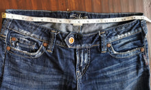 Load image into Gallery viewer, WOMENS SIZE W28/L33  - SILVER JEANS, Tuesday Style, Low rise, Boot-cut, Ripped Knees EUC B6