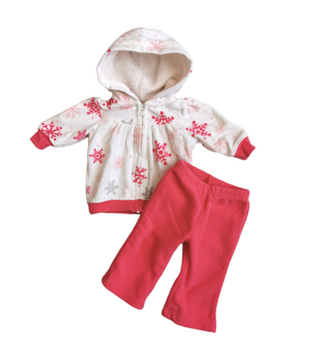 BABY GIRL SIZE 3 MONTHS - CARTER'S, 2 Piece Matching, Fleece Outfit EUC B15