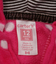 Load image into Gallery viewer, BABY GIRL SIZE 12 MONTHS - CARTERS Soft Fleece Pink Hoodie EUC - Faith and Love Thrift