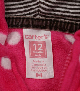 BABY GIRL SIZE 12 MONTHS - CARTERS Soft Fleece Pink Hoodie EUC - Faith and Love Thrift