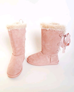 WOMENS SIZE 6 - JUSTFAB, Pink Faux Suede, Corset Boots NWOT B23