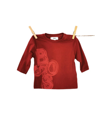 BOY SIZE 6 MONTHS - HUGO BOSS, Red Long-Sleeved T-Shirt (Like New) - Faith and Love Thrift