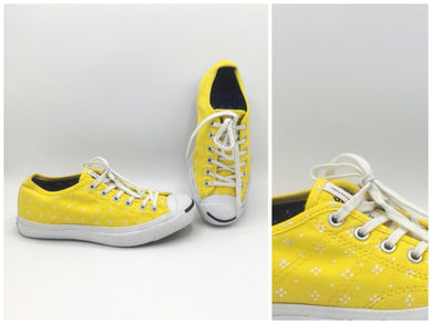 WOMENS SIZE 6 - JACK PURCELL, Converse Spring Collection, Low Top Yellow / White Flowers EUC B59