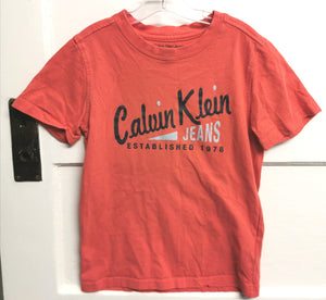 BOY SIZE 7 YEARS - CALVIN KLEIN, Cotton V-neck T-shirt EUC B50