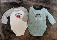 Load image into Gallery viewer, BABY BOY SIZE 6 MONTHS - BABY B&#39;GOSH &amp; CARTER&#39;S, 2 Pack, Graphic Onesies VGUC B50