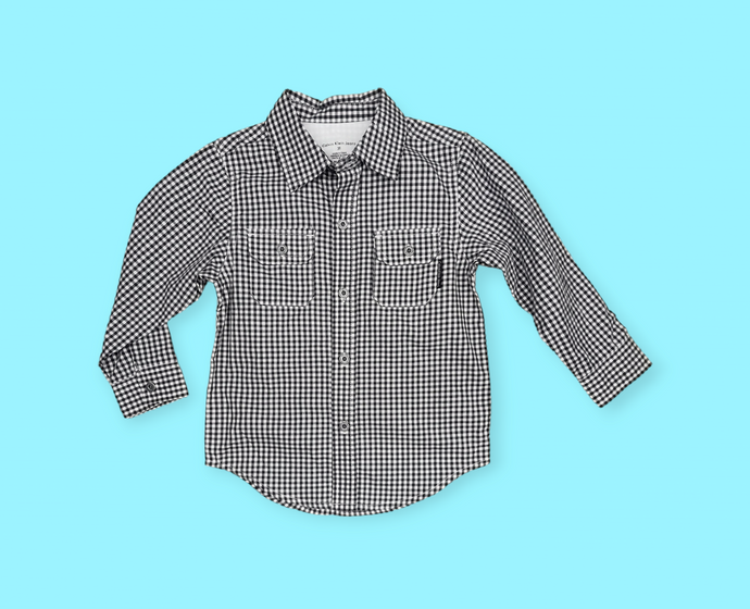 BOY SIZE 3 YEARS - CALVIN KLEIN, Long-sleeve, Checkered Dress Shirt EUC B34