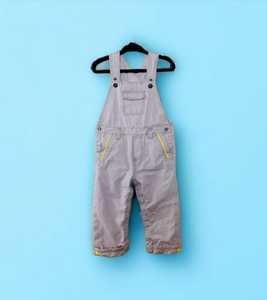 BABY BOY SIZE 18 MONTHS - Obaïbi (Designer Fashion) Soft Cotton, Grey Overalls EUC B56