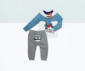BABY BOY SIZE 18/24 MONTHS - JOE FRESH, 2 Piece Matching Graphic Outfit NWT B6