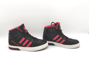 GIRL SIZE 12K - ADIDAS Original, Black & Pink High-Top Sneakers EUC B59