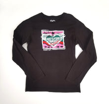 Load image into Gallery viewer, GIRL SIZE LARGE (10/12 YEARS) - ROXY, Long-sleeve Black T-shirt VGUC B42