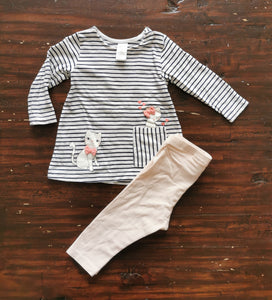 BABY GIRL SIZE 6/9 MONTHS - H&M, Matching 2 Piece Outfit EUC B38