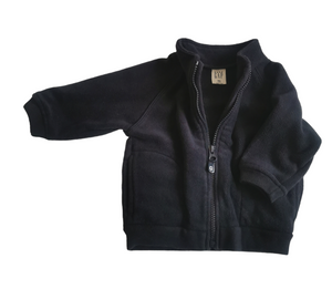 BABY BOY SIZE 3/6 MONTHS - Baby GAP, Navy Blue Fleece Zippered Jacket EUC B30