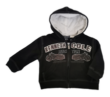 Load image into Gallery viewer, BABY BOY SIZE 6/9 MONTHS - KENNETH COLE, Motorcycle Graphic Zippered Hoodie, Thick / Warm EUC B30