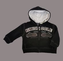 Load image into Gallery viewer, BABY BOY SIZE 6/9 MONTHS - KENNETH COLE, Motorcycle Graphic Zippered Hoodie, Thick / Warm EUC B30