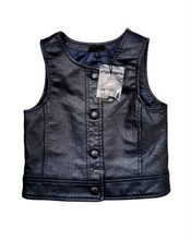 Load image into Gallery viewer, GIRL SIZE 4 YEARS - IKKS, Designer Fashion, Black Faux Leather Vest NWT B31