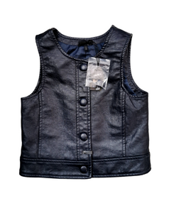 GIRL SIZE 4 YEARS - IKKS, Designer Fashion, Black Faux Leather Vest NWT B31