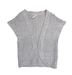 GIRL SIZE SMALL (7/8 YEARS) - NEVADA, Light Grey, Open Knit, Summer Cover-up Top EUC B32