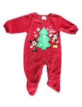 Load image into Gallery viewer, UNISEX SIZE 6/9 MONTHS - DISNEY, MY 1st Christmas Fleece One-piece EUC B3