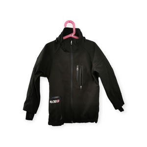 GIRL SIZE 6/7 YEARS - H&M, Black Soft Shell, Fleece Jacket EUC B39