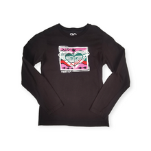 Load image into Gallery viewer, GIRL SIZE LARGE (10/12 YEARS) - ROXY, Long-sleeve Black T-shirt VGUC B42