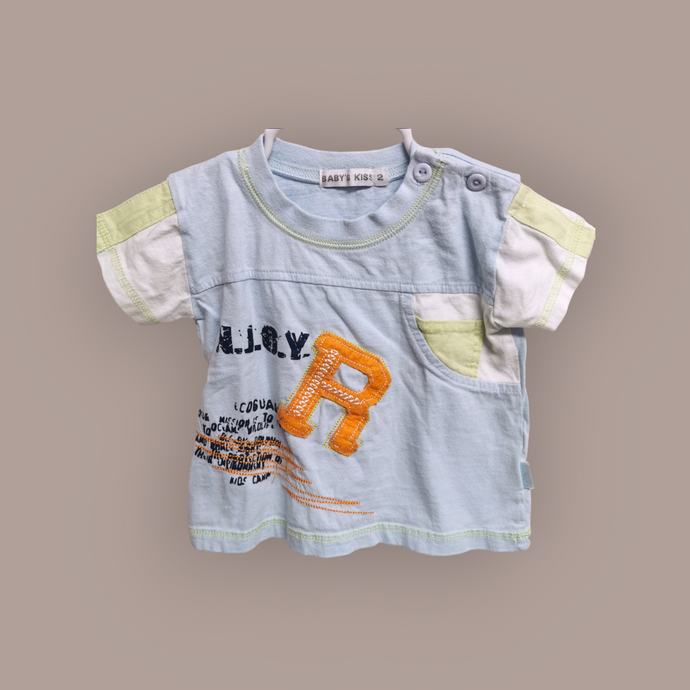 BOY SIZE 2 YEARS - BABY'S KISS, Soft Cotton, Graphic T-shirt EUC B49