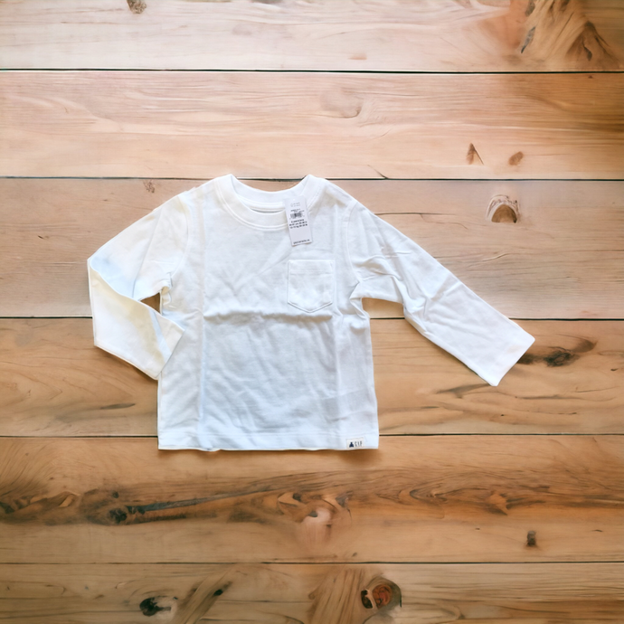 BOY SIZE 2 YEARS - Baby GAP, White Cotton T-Shirt NWT B3
