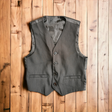 Load image into Gallery viewer, BOY SIZE 6 YEARS - FIFTH AVENUE, Black &amp; Grey Pinstripe Suit Vest EUC B50