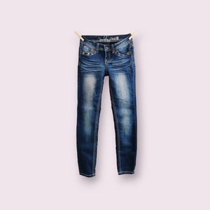 GIRL SIZE 8 YEARS - REVOLUTION By Revolt, Embellished Skinny Jeans EUC B55