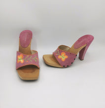 Load image into Gallery viewer, WOMENS SIZE 7 - BCBGIRLS Pink Wooden Sandals, Leather EUC B61