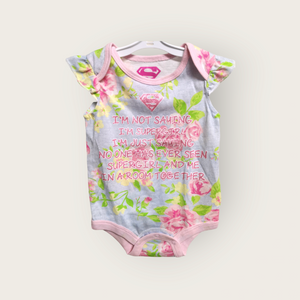 BABY GIRL SIZE 0/3 MONTHS - SUPERGIRL, Graphic Print, Flutter Sleeve Onesie NWOT B47
