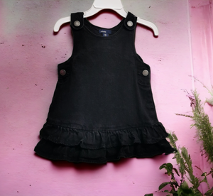 BABY GIRL SIZE 12/18 MONTHS - Baby GAP, Black Denim, Overall Dress VGUC B38