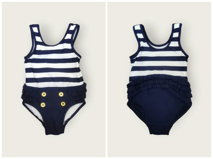 BABY GIRL SIZE 3/6 MONTHS - JOE FRESH, One-piece, Ruffled Swimsuit EUC B47