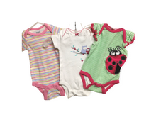 Load image into Gallery viewer, BABY GIRL SIZE(S) 0/6 MONTHS - 3 PACK, Graphic Onesie T-Shirts EUC B47