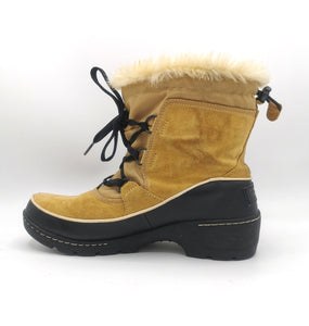 WOMENS SIZE 9.5 US - SOREL, Tan / Black Suede Waterproof Winter Boots EUC B60