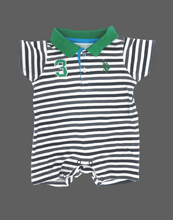 Load image into Gallery viewer, BABY BOY SIZE 3/6 MONTHS - U.S. POLO ASSN., Striped Summer Romper EUC B32