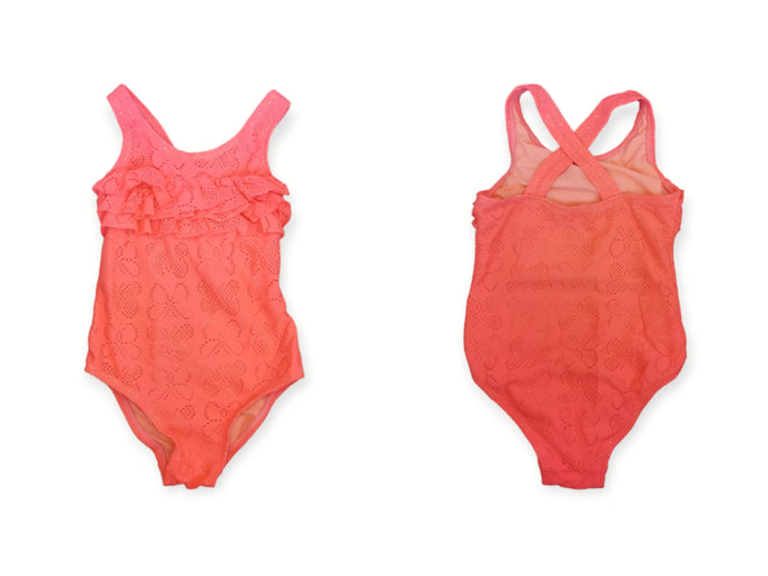 BABY GIRL SIZE 18/24 MONTHS - GEORGE, One-piece, Ruffles and Butterflies Swimsuit EUC B48