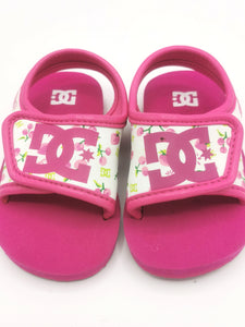 GIRL SIZE 6 TODDLER - DC, Pink Floral Velcro Sandals EUC B59