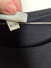 Load image into Gallery viewer, WOMENS SIZE (MED to XL) - BUTTERCREAM, Long Black, Shortsleeved Tee, Open Sides EUC B63